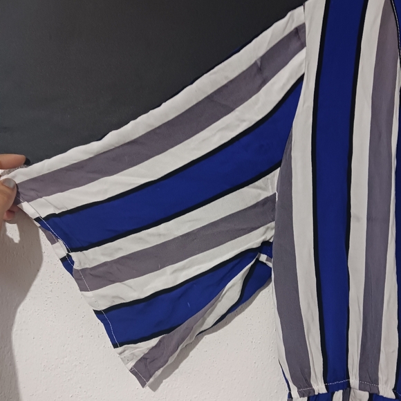 Women Multicolor Striped V cross halter jumpsuit - Picture 8 of 12